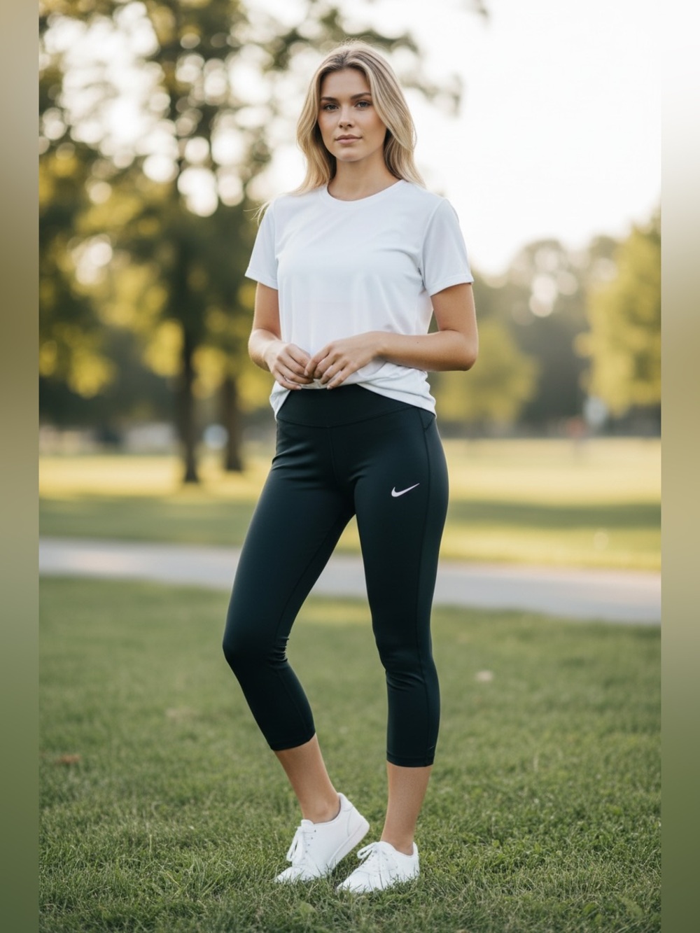 Nike Dri-Fit 3/4 Leggings Black Sz M